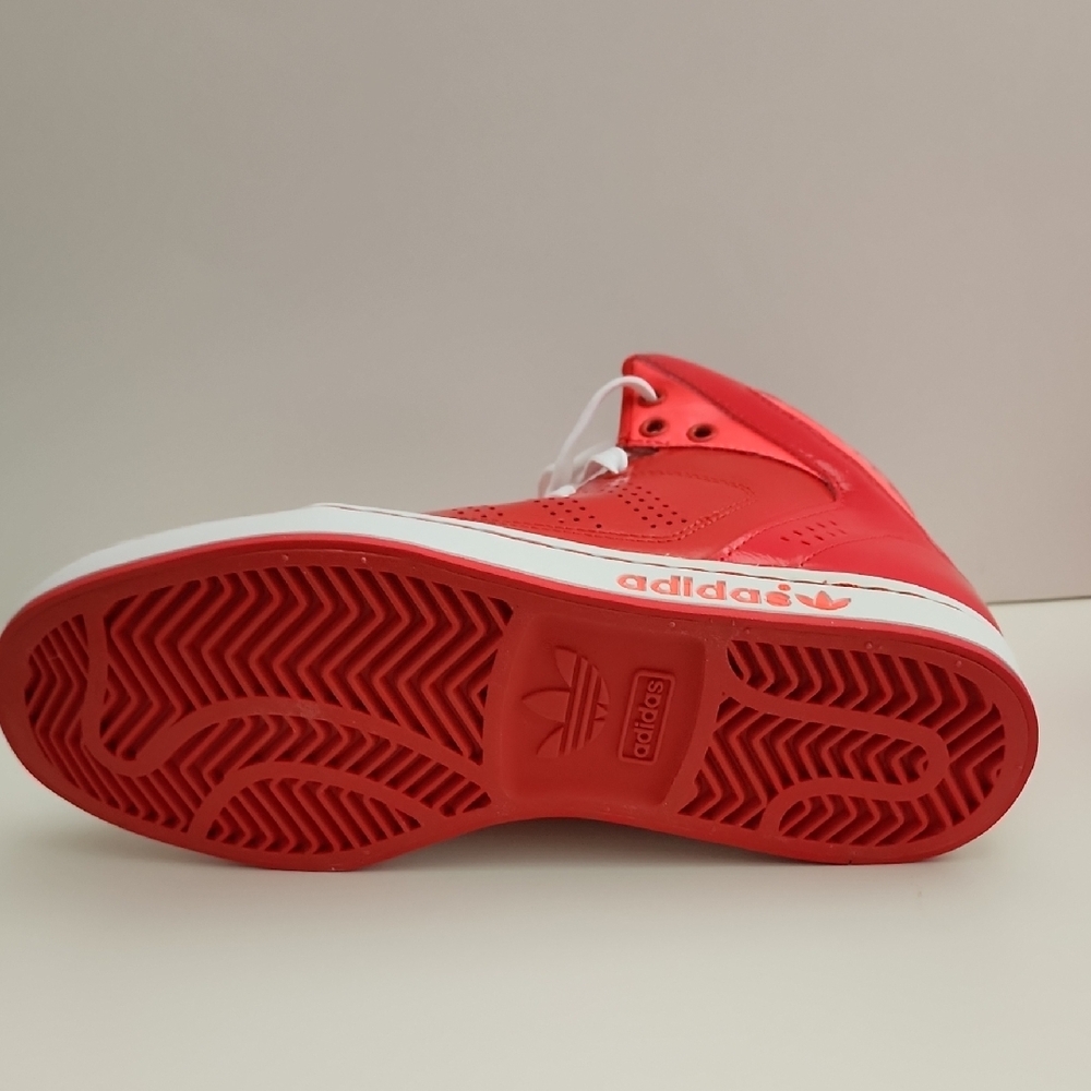 Adidas Bold Red High-Tops with White Accents - Picture 5 of 10